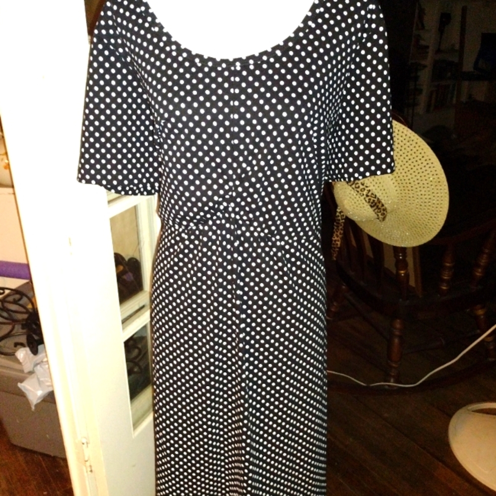 Ellos Black White Polka Dot Dress 22 / 24 2X
